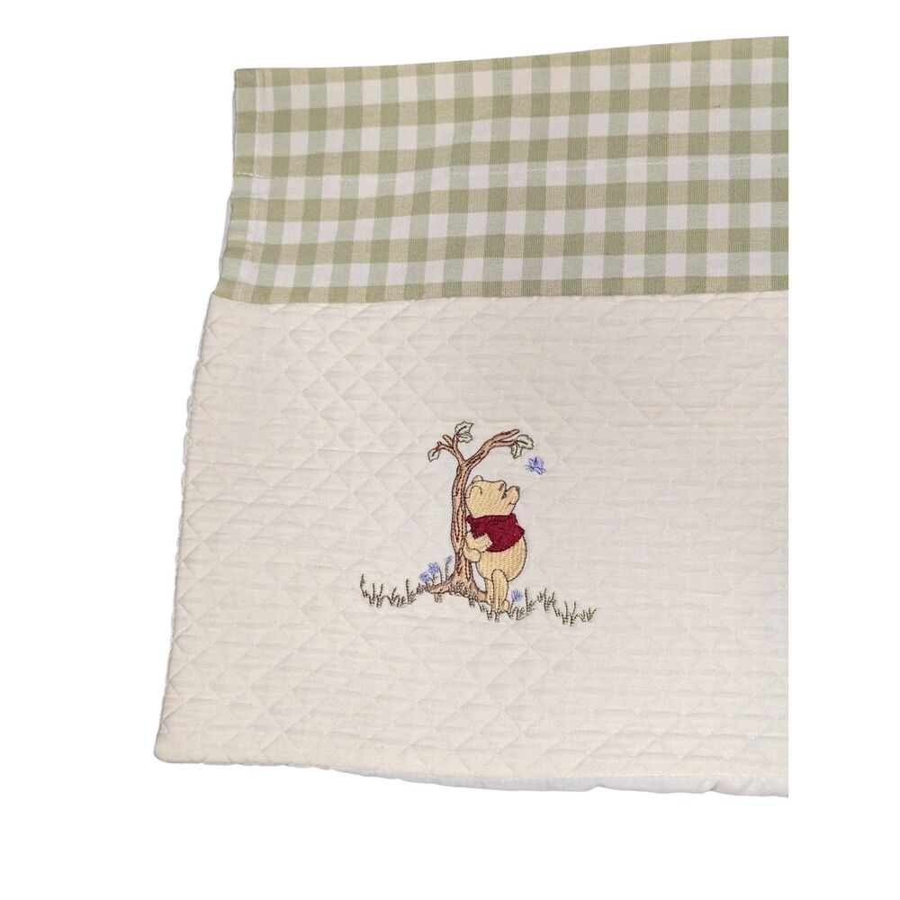 Disney Winnie the Pooh Embroidered Valance Curtain 57" x 12" Quilted Cream Sage